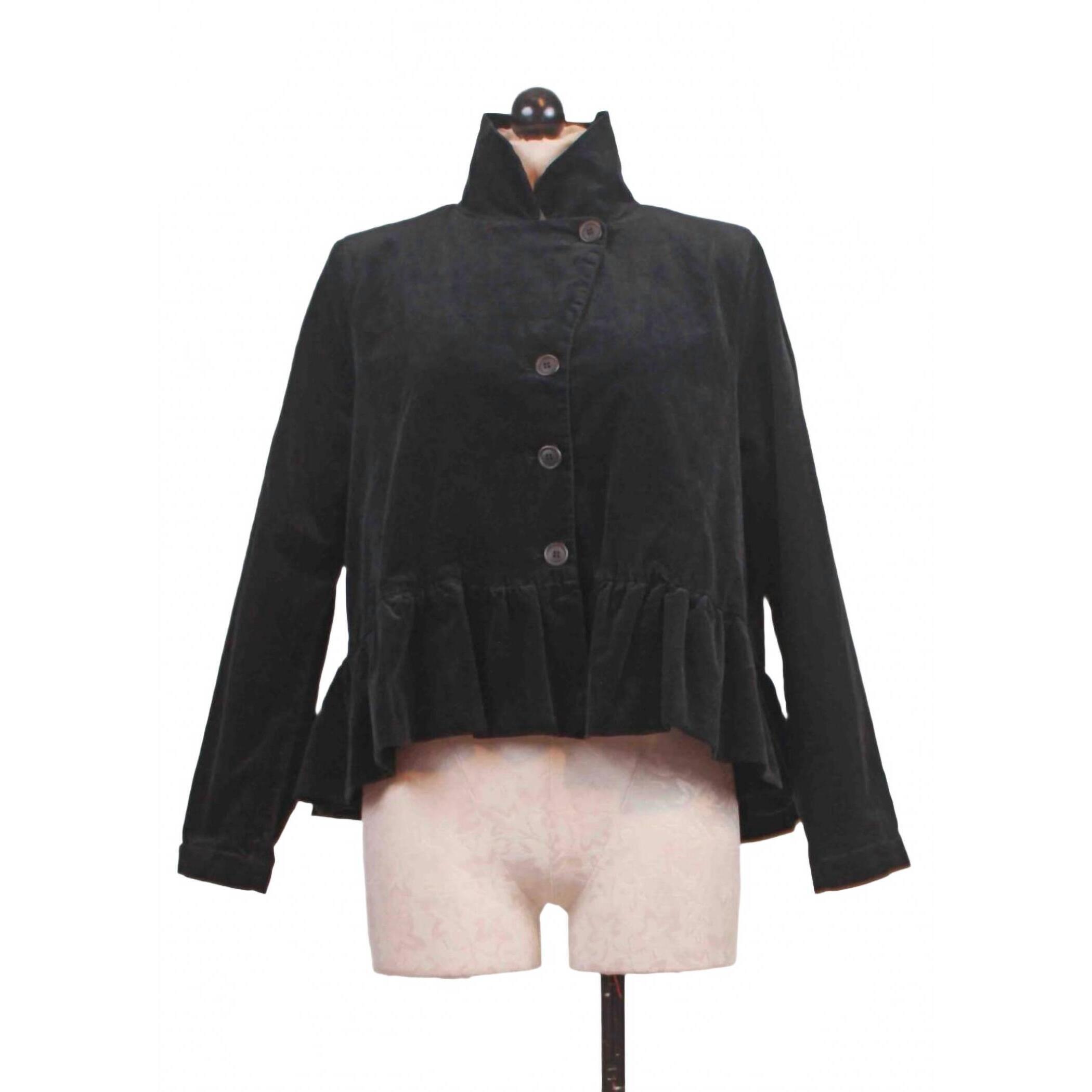 New Baci Women's Hi Lo Peplum Asymmetrical Velvet Jacket In Black